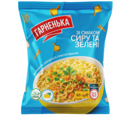 Вермішель швидкого приготування зі смаком сиру та зеленню