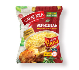 Вироби макаронні швидкого приготування. Вермішель швидкого приготування зі смаком курки гриль 