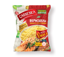 Вироби макаронні швидкого приготування. Вермішель швидкого приготування зі смаком  лосося гриль 