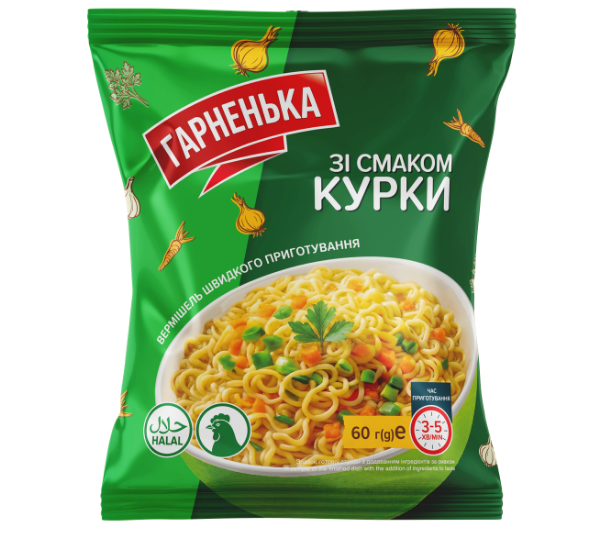  Вермішель швидкого приготування зі смаком курки, негостра