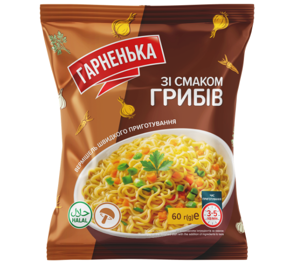 Вермішель швидкого приготування зі смаком грибів 