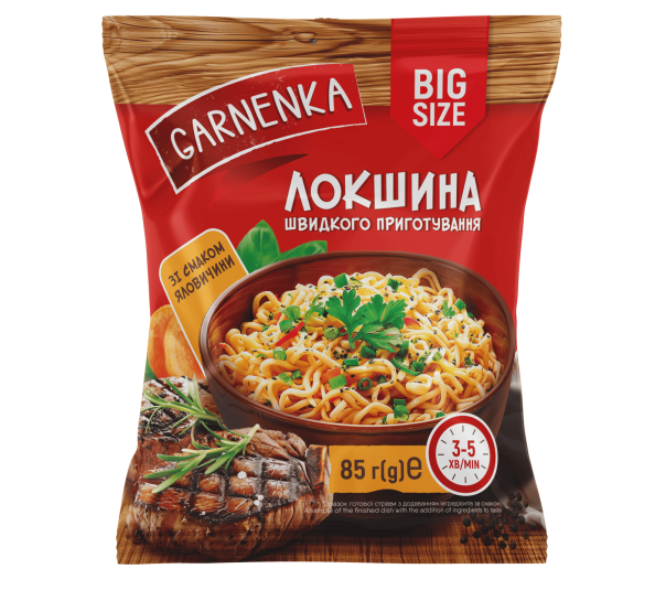 Вироби макаронні швидкого приготування. Локшина швидкого приготування зі смаком яловичини