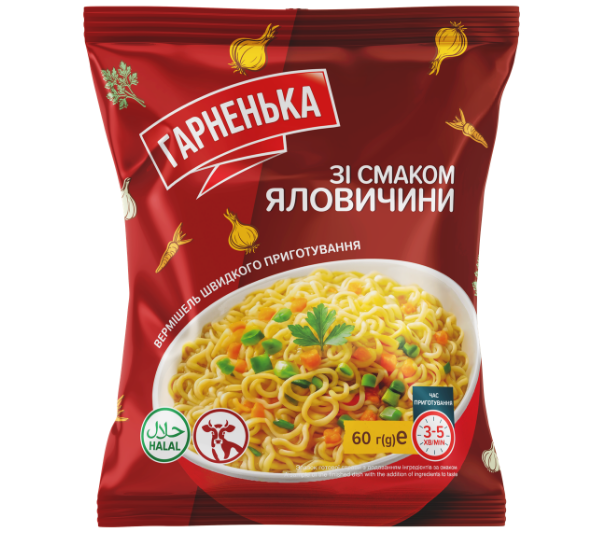 Вермішель швидкого приготування зі смаком яловичини